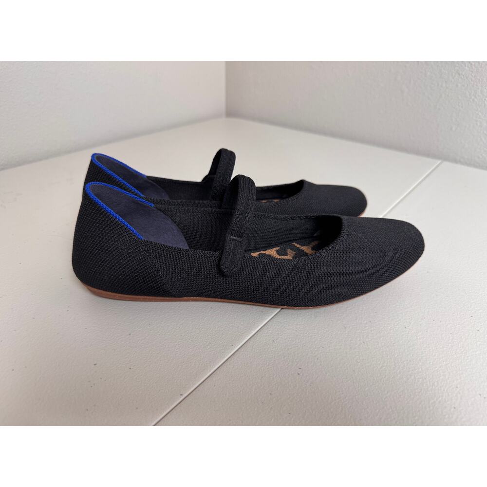 Rothy's The Square Mary Jane flats black & leopard cushioned insole washable 9 - Picture 2 of 8